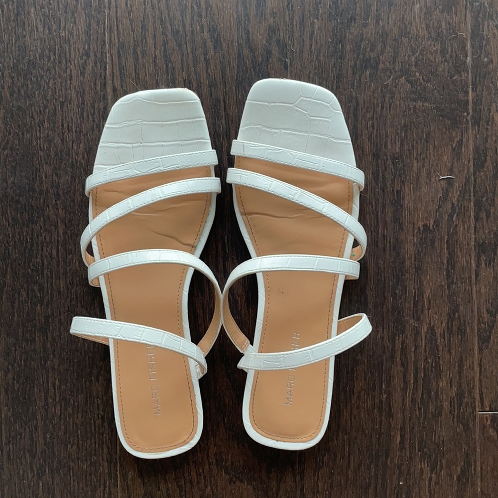 Marc Fisher White Croc Sandals